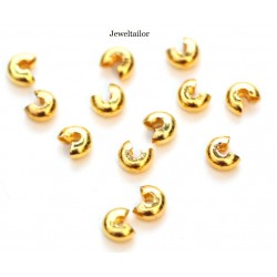 50-200 Shiny Gold Plated Nickel Free Crimp Bead Covers 3mm ~ Jewellery Making Essentials